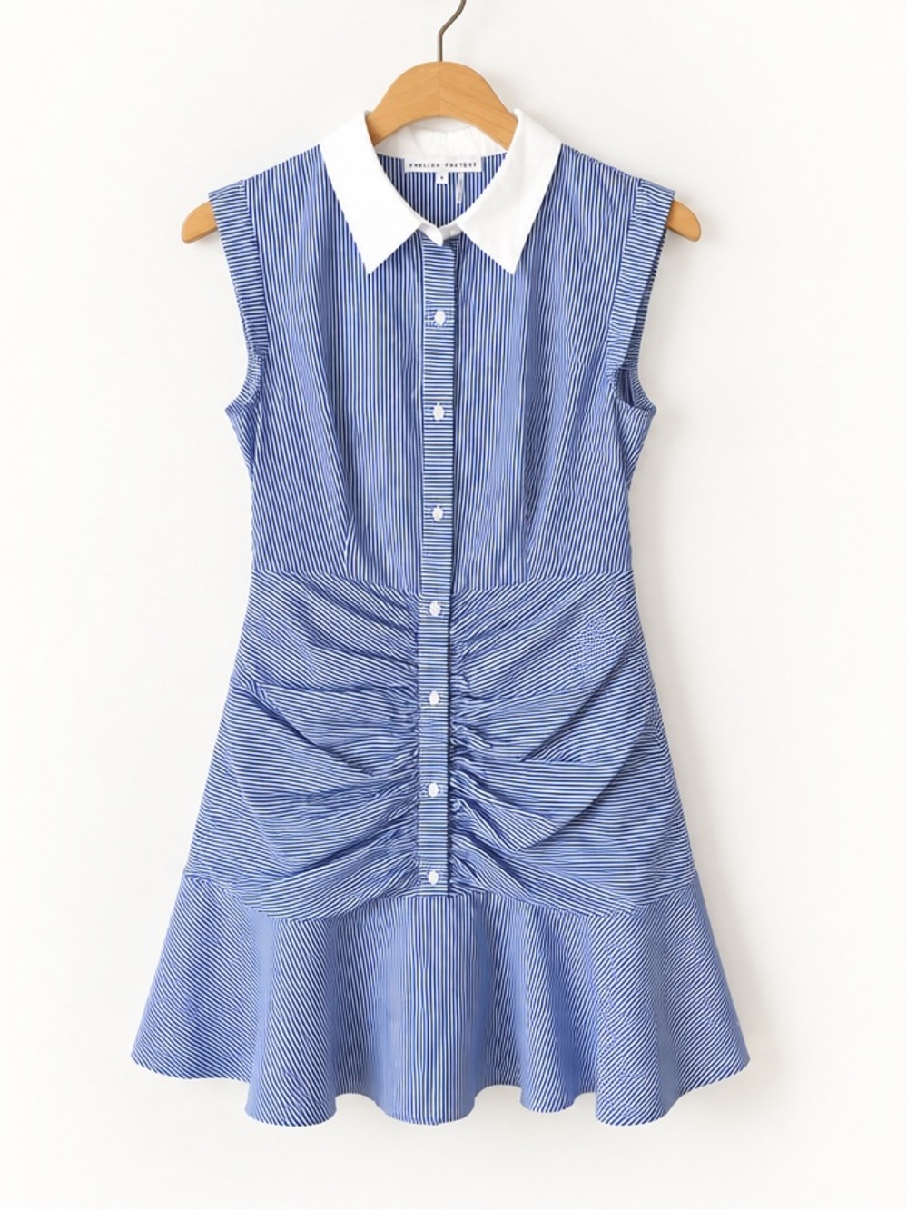 English Factory Blue & White Striped Sleeveless Shirt Dress